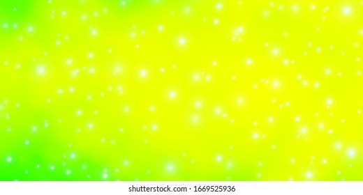 Light Green  Yellow vector template and neon stars  Colorful illustration and abstract gradient stars  Pattern for new year ad  booklets 