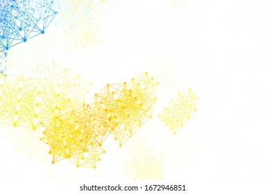 Light Green, Yellow vector template with artificial intelligence structure. Abstract illustration with links and dots of AI. Template for ads of intellect, innovations.