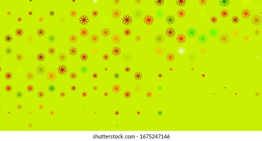 Light Green, Yellow vector template with curves. Colorful illustration in circular style with lines. Pattern for websites, landing pages.