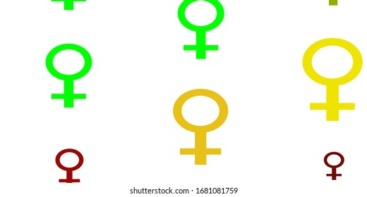 Light Green, Yellow vector template with businesswoman signs. Colorful feminism symbols with a gradient in modern style. New design for your web apps.