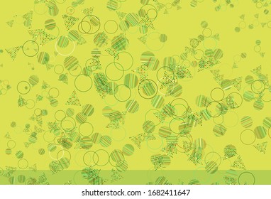Planta vectorial amarillo verde claro con cristales, círculos. Ilustración abstracta moderna con puntos coloridos, líneas. Diseño inteligente para sus anuncios.