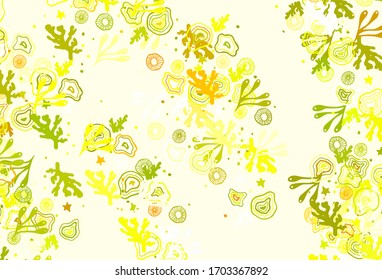 Light Green, Yellow vector template with chaotic shapes. Decorative design in abstract style with random forms. Modern design for your business card.