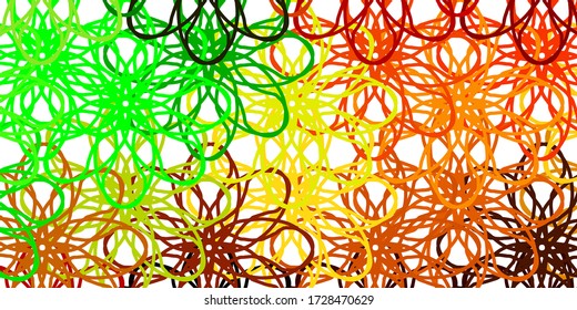 Light Green, Yellow vector template with curved lines. Illustration in abstract style with gradient curved.  Pattern for booklets, leaflets.