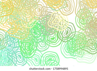 Light Green, Yellow vector template with curved lines. Creative illustration in halftone style with gradient. Abstract style for your business design.