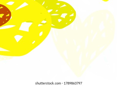 Light Green, Yellow vector template with doodle hearts. Beautiful abstract hearts on colorful gradient background. Pattern for marriage gifts, congratulations.