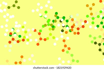 Hellgrüne, gelbe Vektorvorlage mit künstlicher Intelligenz. Leuchtende Illustration mit AI-Formen auf abstrakter Vorlage. Muster für Wissenschaft, futuristische Entwürfe.