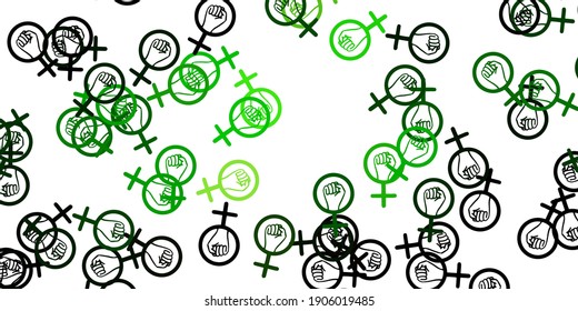 Light Green, Yellow vector template with businesswoman signs. Colorful illustration with gradient feminism shapes. Background for International Women’s Day.
