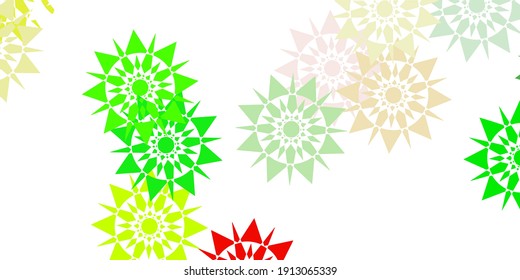 Light green, yellow vector template with ice snowflakes. Simple abstract illustration with ice, snow, snowflakes. New year leaflet pattern.