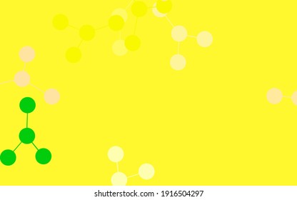 Plantilla de vector amarillo verde claro con estructura de inteligencia artificial. Ilustración brillante con formas de IA en una plantilla abstracta. Patrón de ciencia, diseños futuristas.