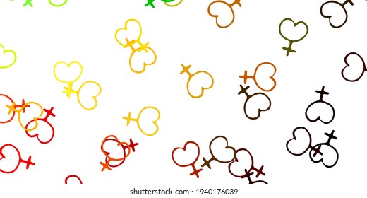 Light Green, Yellow vector template with businesswoman signs. Colorful illustration with gradient feminism shapes. Design for International Women’s Day.