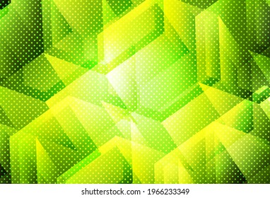 Plantilla de vector amarillo verde claro en estilo hexagonal. Ilustración de hexágonos coloreados en la superficie borrosa. Diseño para su anuncio comercial.