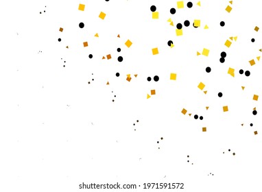 Light Green, Yellow vector template with crystals, circles, squares. Decorative design in abstract style with lines, dots, cubes. Pattern for commercials.