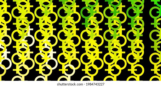 Light Green, Yellow vector template with businesswoman signs. Colorful feminism symbols with a gradient in modern style. Elegant design for wallpapers.