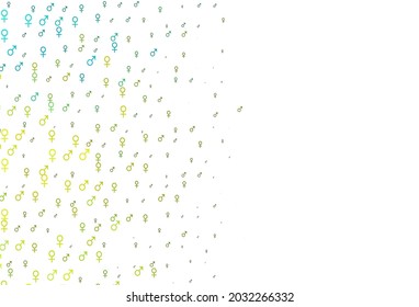 Light green, yellow vector template with man, woman symbols. Gradient isolated colorful boy, girl symbols in abstract style. Simple design for TV commertials.