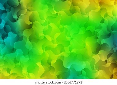 Light Green, Yellow vector template with curved lines. Smart illustration in abstract style with gradient lines.  Pattern for your design.