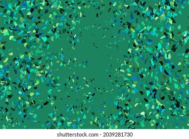 Plantilla vectorial amarillo verde claro con formas memphis. Ilustración abstracta moderna con formas aleatorias coloridas. Diseño elegante para tapices.