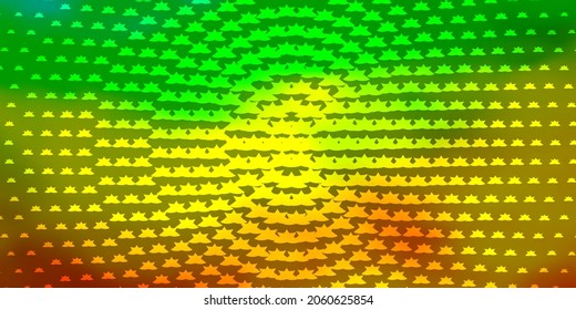 Light Green, Yellow vector template with neon stars. Shining colorful illustration with small and big stars. Pattern for new year ad, booklets.