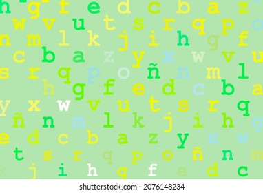 Light green, yellow vector template with isolated letters. Blurred design in simple style with signs of alphabet. Template can be used as a background for ads of typography.