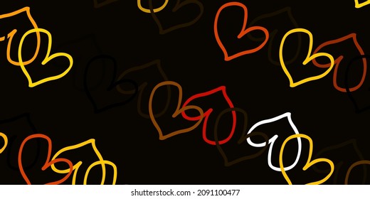 Light Green, Yellow vector template with doodle hearts. Hearts on blurred abstract background with colorful gradient. Pattern for valentine's ad, booklets.