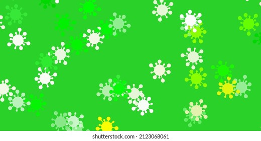 Light green, yellow vector template with flu signs. Abstract illustration with biological gradient shapes. Simple drawing against danger fever.