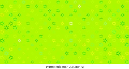 Light green, yellow vector template with flu signs. Colorful  gradient illness symbols in simple abstract style. Best design for quarantine events.