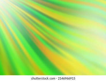Verde claro, plantilla de vector amarillo con líneas, ovales. Muestra con formas de burbuja borrosa. Una plantilla completamente nueva para el diseño de su negocio.