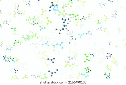Plantilla de vector amarillo verde claro con estructura de inteligencia artificial. Ilustración abstracta con enlaces y puntos de IA. Patrón para afiches, pancarta de tecnología.