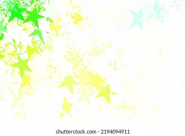 Light Green, Yellow vector template with sky stars. Modern geometrical abstract illustration with stars. Template for cosmic backgrounds.