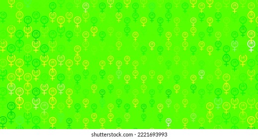 Light Green, Yellow vector template with businesswoman signs. Abstract illustration with a depiction of women power. Simple design for your web site.
