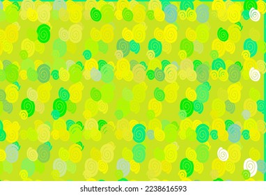 Plantilla vectorial amarillo verde claro con formas de burbuja. Ilustración geométrica en estilo de mármol con gradiente.  Nuevo diseño para tus anuncios, afiche, banner.