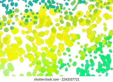 Light Green, Yellow vector template with lines, ovals. Glitter abstract illustration with wry lines. The template for cell phone backgrounds.