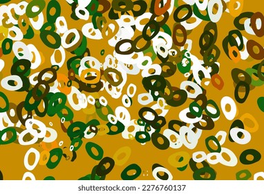 Planta vectorial amarillo verde claro con círculos. Ilustración abstracta brillante con gotas borrosas de lluvia. Patrón para sitios web hermosos.