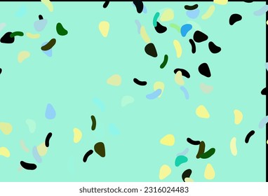 Plantilla vectorial amarillo verde claro con formas memphis. Diseño decorativo en estilo abstracto con formas aleatorias. Fondo para un teléfono móvil.