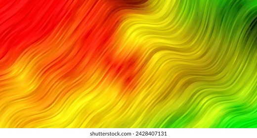 Light Green, Yellow vector template with curves. Gradient illustration in simple style with bows. Pattern for websites, landing pages.