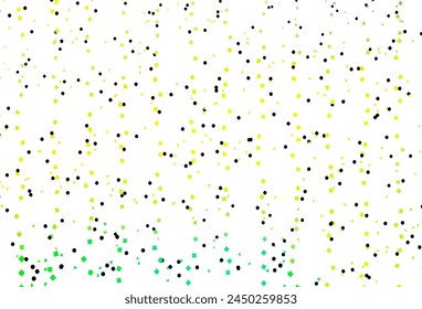 Light Green, Yellow vector template with crystals, circles, squares. Illustration with set of colorful circles, triangles, squares. Pattern for commercials.