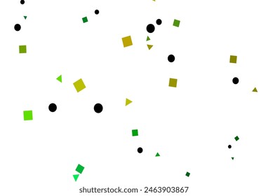 Light Green, Yellow vector template with crystals, circles, squares. Abstract illustration with colorful dots, lines, cubes. Pattern for commercials.