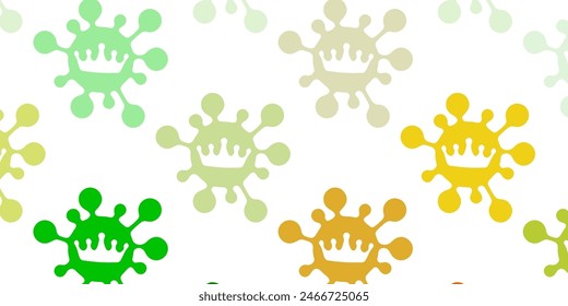 Light green, yellow vector template with flu signs. Smart illustration with covid signs in decorative style. Simple drawing against danger fever.