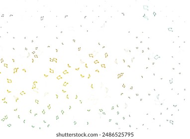 Verde claro, Plantilla de Vector amarillo con símbolos musicales. Claves musicales coloridas aisladas sobre fondo abstracto. Diseño moderno para Fondos de pantalla.