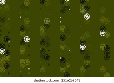 Light Green, Yellow vector template with ice snowflakes. Blurred decorative design in xmas style with snow. The pattern can be used for new year leaflets.