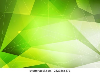 Hellgrüne, gelbe Vektorvorlage mit Kristallen, Dreiecken. Dreiecke auf abstraktem Hintergrund mit buntem Farbverlauf. Bestes intelligentes Design für Ihr Unternehmen.