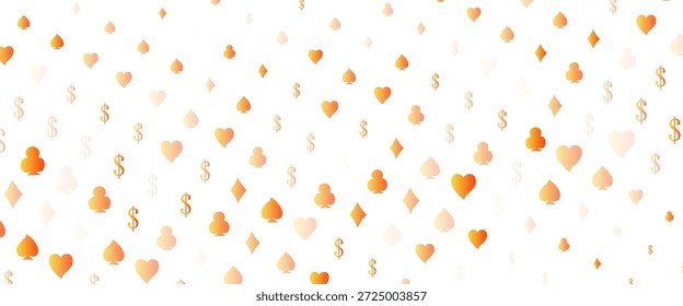 Verde claro, modelo vetor amarelo com símbolos de poker. Ilustração colorida com corações, espadas, paus, diamantes. Design inteligente para o seu anúncio de negócios de cassinos.