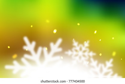 Light Green, Yellow vector template with ice snowflakes. Glitter abstract illustration with crystals of ice. The pattern can be used for year new  websites.