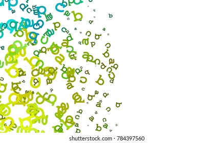 Light Green, Yellow vector template with isolated letters. Modern geometrical illustration with ABC english symbols. Best design for your ad, poster, banner of college.