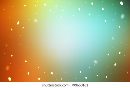 Light Green, Yellow vector template with ice snowflakes. Shining colored illustration with snow in christmas style. New year design for your business advert.