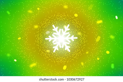 Light Green, Yellow vector texture with colored snowflakes. Modern geometrical abstract illustration with crystals of ice. New year design for your business advert.