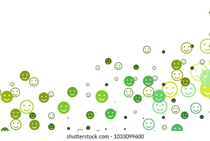Light Green, Yellow vector texture with happy smiles. Illustration with set of smiles in simple style. Beautiful design for your business advert.