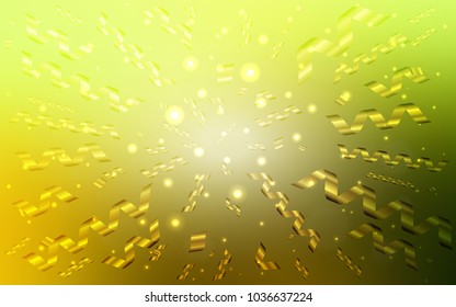 Light Green, Yellow vector texture with birthday confetti. Decorative shining illustration with ribbons on abstract template. Beautiful design for your business advert of anniversary.