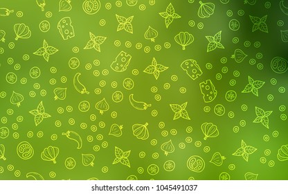 Light Green, Yellow vector texture with delicious snacks. Blurred decorative design of snacks in doodle style. Doodle design for your business advert of cafes.
