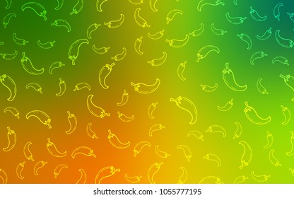 Light Green, Yellow vector texture with hot peppers. Decorative shining illustration with peppers on abstract template. Pattern for ad, booklets, leaflets of restaurants.