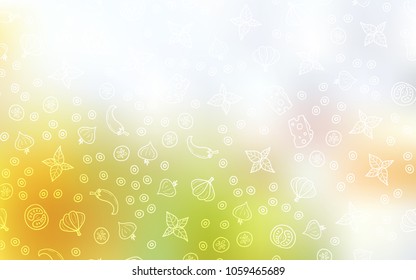 Light Green, Yellow vector texture with delicious snacks. Glitter abstract sketch with gourmet food. Pattern for menu of cafes, bars, restaurants.